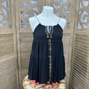 Ocean Drive Clothing Co Black Embroidered Tunic Top